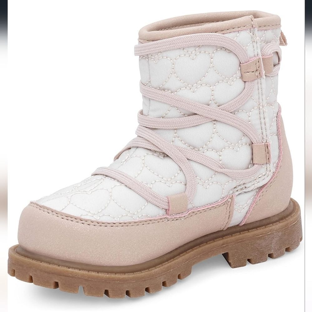 Carter's toddler Child Ribbed Tayla ivory and Pink Fashion Boot size 12 - Picture 6 of 10
